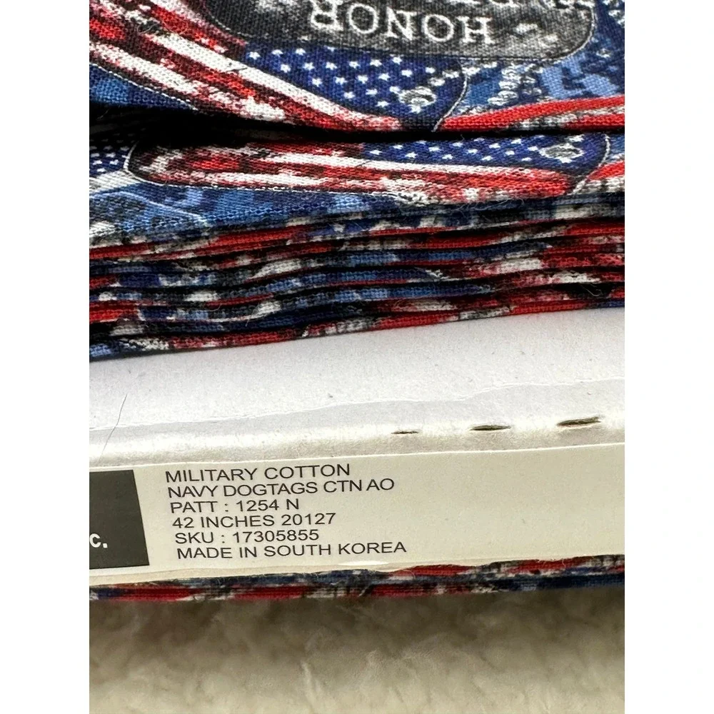 US Navy Fabric Sykel Enterprises Dog Tags Flags Blue Camo Cotton Pattern 1254